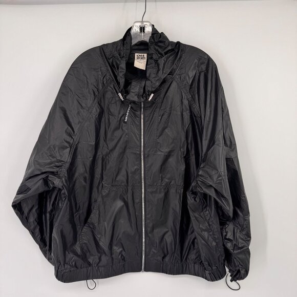 Love & Sports Womens Black track Windbreaker Jacket Size XL Polyester zip - Picture 6 of 9